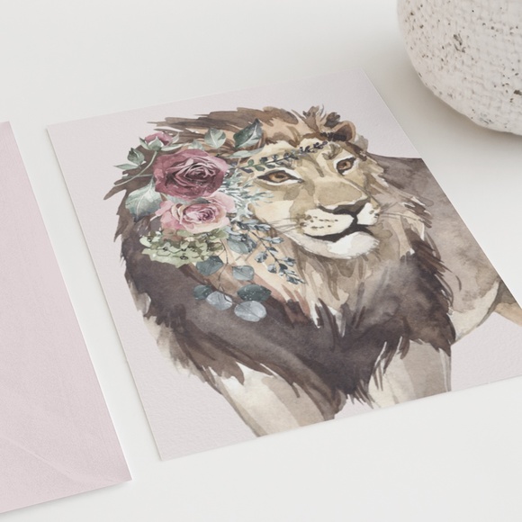 Watercolor Floral Lion Wall Art Poster Print Unframed - Picture 7 of 15
